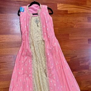 NEW Stunning Pink & Gold Anarkali Gown with Jacket!!